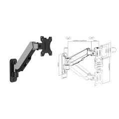 Brateck Single Screen Wall Mounted Gas Spring Monitor Arm 17-32in