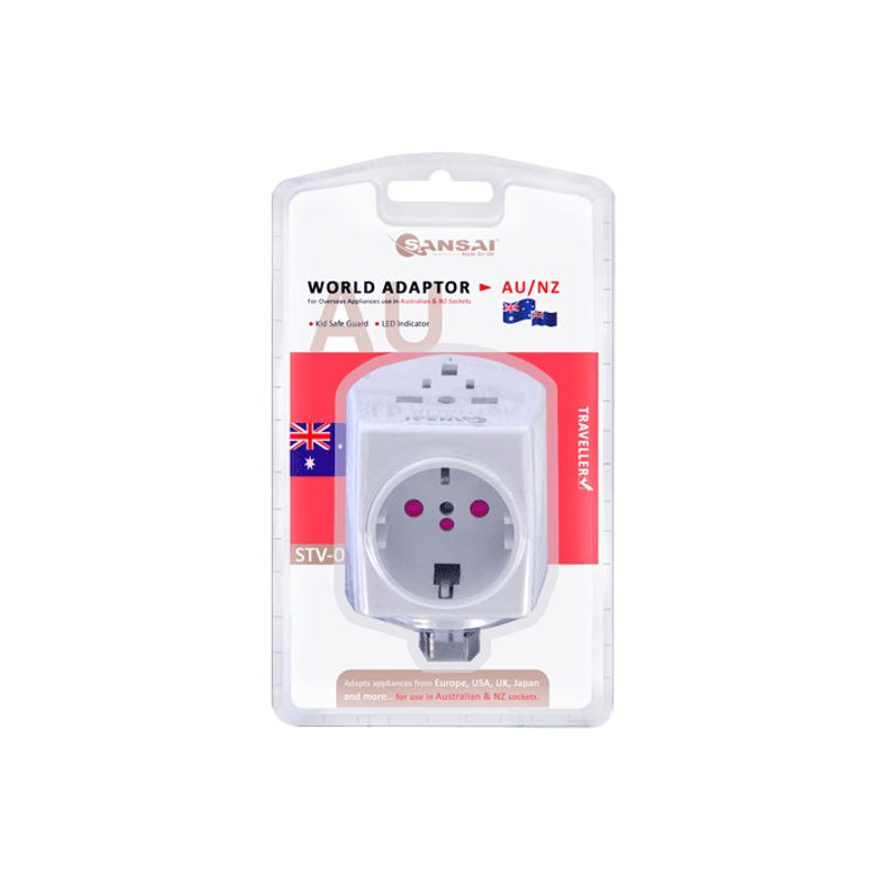 Sansai Universal Travel Adaptor 10A 240V 2400W 50Hz compatible for UK/USA/China/Japan/Italy and more other countries travel in A