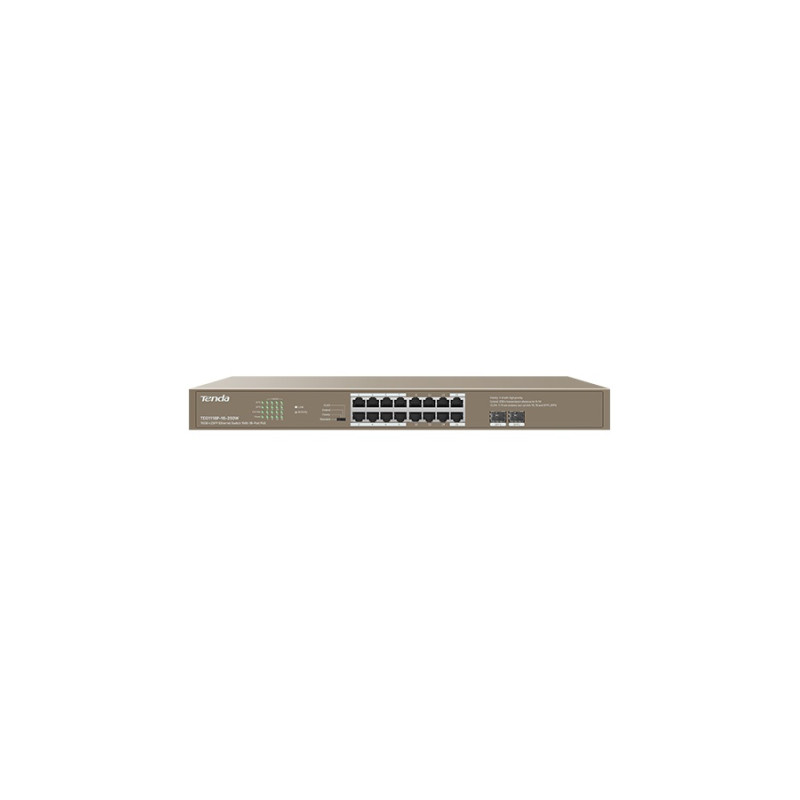 TENDA (TEG1118P-16-250W) 16GE + 2SFP Ethernet Switch With 16-Port PoE+