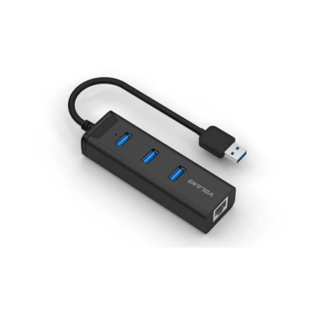 Volans VL-HJ45 3-Port USB3.0 Hub + RJ45 Gigabit Ethernet Adapter - Aluminium