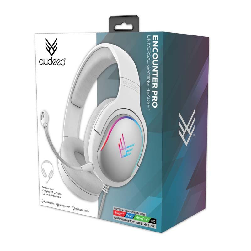 Audeeo Encounter Pro Wired Gaming Headset - White