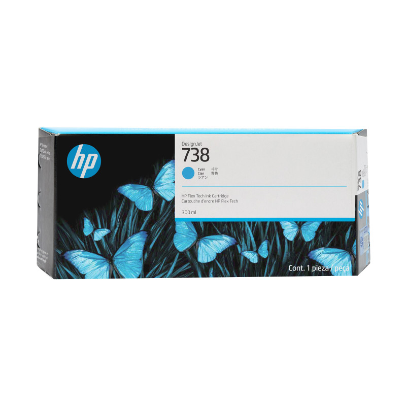 HP 738 300-ML CYAN DESIGNJET INK CARTRIDGE -T850/T950