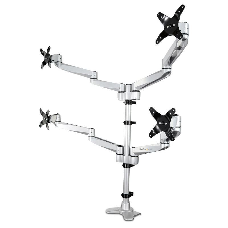 STARTECH QUAD MONITOR DESK MOUNT <30", <10KG, FULL MOTION, H/ADJ, VESA, SILVER, 10YR
