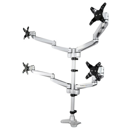 STARTECH QUAD MONITOR DESK MOUNT <30", <10KG, FULL MOTION, H/ADJ, VESA, SILVER, 10YR