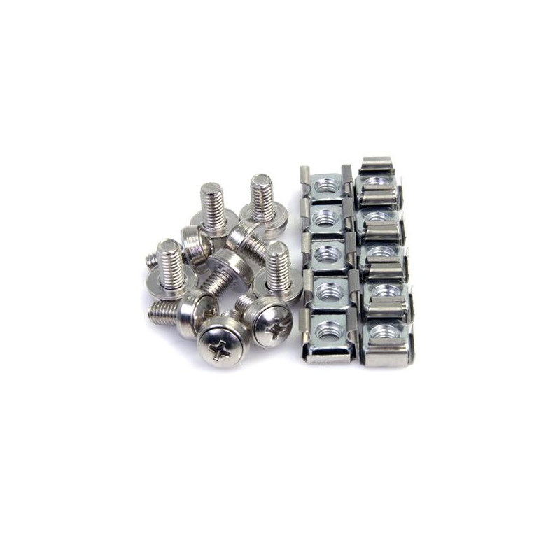 STARTECH M6 MOUNTING SCREW + CAGE NUTS FOR SERVER RACK CABINET, 100PK, NICKEL-PLATED