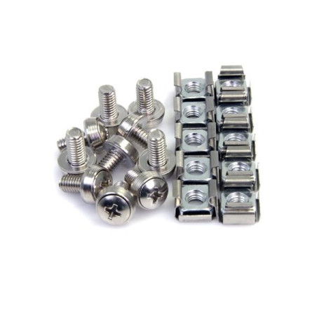 STARTECH M6 MOUNTING SCREW + CAGE NUTS FOR SERVER RACK CABINET, 100PK, NICKEL-PLATED