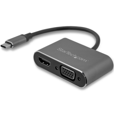 STARTECH USB-C MULTIPORT ADAPTER, HDMI, VGA, DUAL DISPLAY, ALUMINUM, 3YR