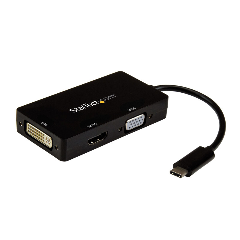 STARTECH USB-C (T/BOLT3) MULTIPORT ADAPTER, SINGLE 4K DISPLAY, HDMI, DVI, VGA