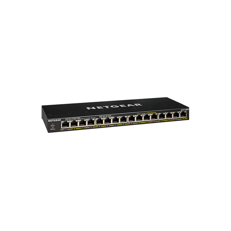 NETGEAR (GS316PP) 16-PORT UNMANAGED SWITCH, POE+(16), 183W, 3YR