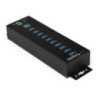 STARTECH 10 PORT USB 3.0 HUB, INDUSTRIAL, METAL, ESD & SURGE PROTECTION, MOUNT, DC, 2YR