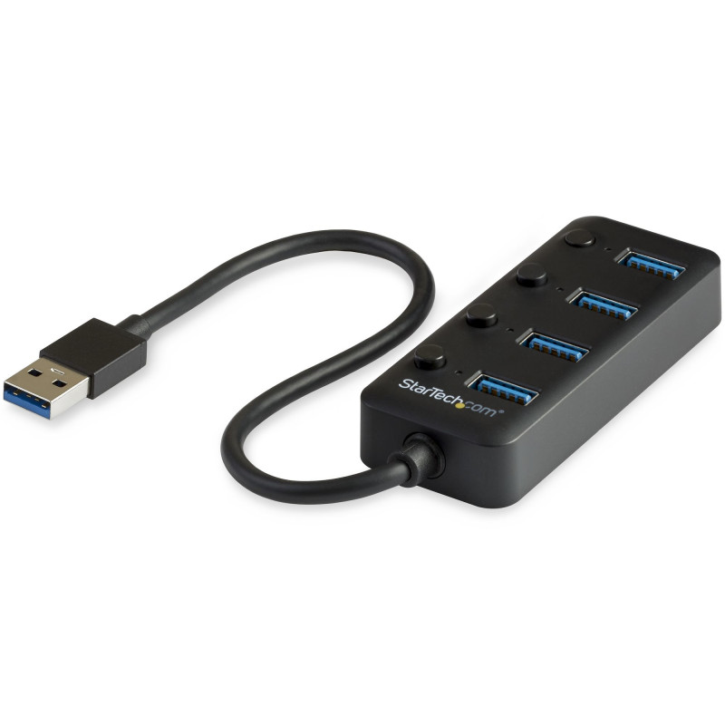 STARTECH 4 PORT USB 3.0 HUB 5GBPS - 4X USB-A - ON/OFF PORT SWITCHES 2YR
