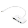 STARTECH 3 PORT USB-C HUB W/ GBE - USB-C TO 3X A - USB 3.0 HUB, WHITE 2YR