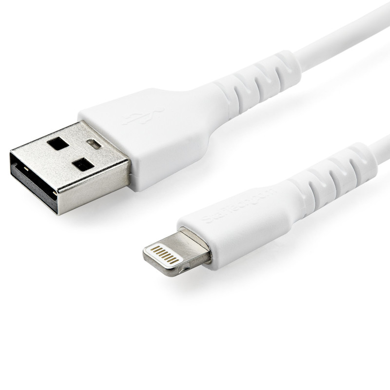 STARTECH 1M USB-A TO LIGHTNING CABLE, RUGGED, WHITE, 2YR