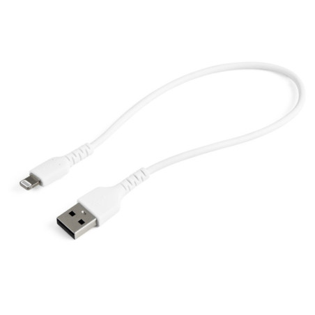 STARTECH 0.3M USB-A TO LIGHTNING CABLE, RUGGED, WHITE, 2YR