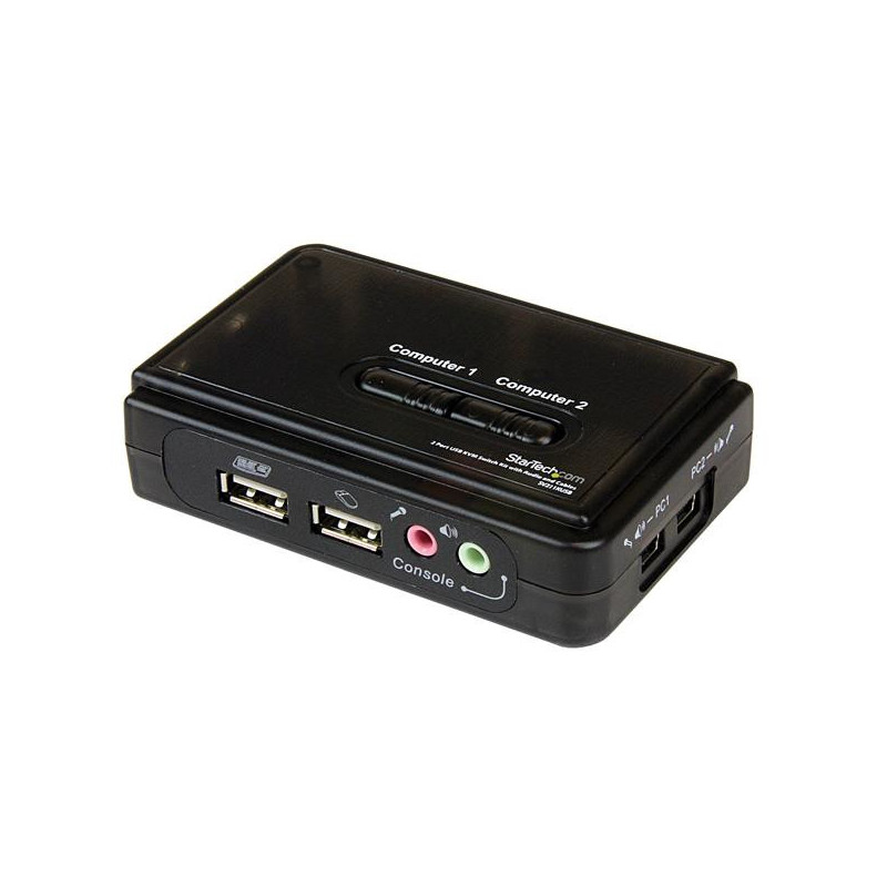 STARTECH 2 PORT SINGLE VGA KVM SWITCH, USB-A, AUDIO, 2"1 VGA USB CABLE INC, HOTKEY, 2