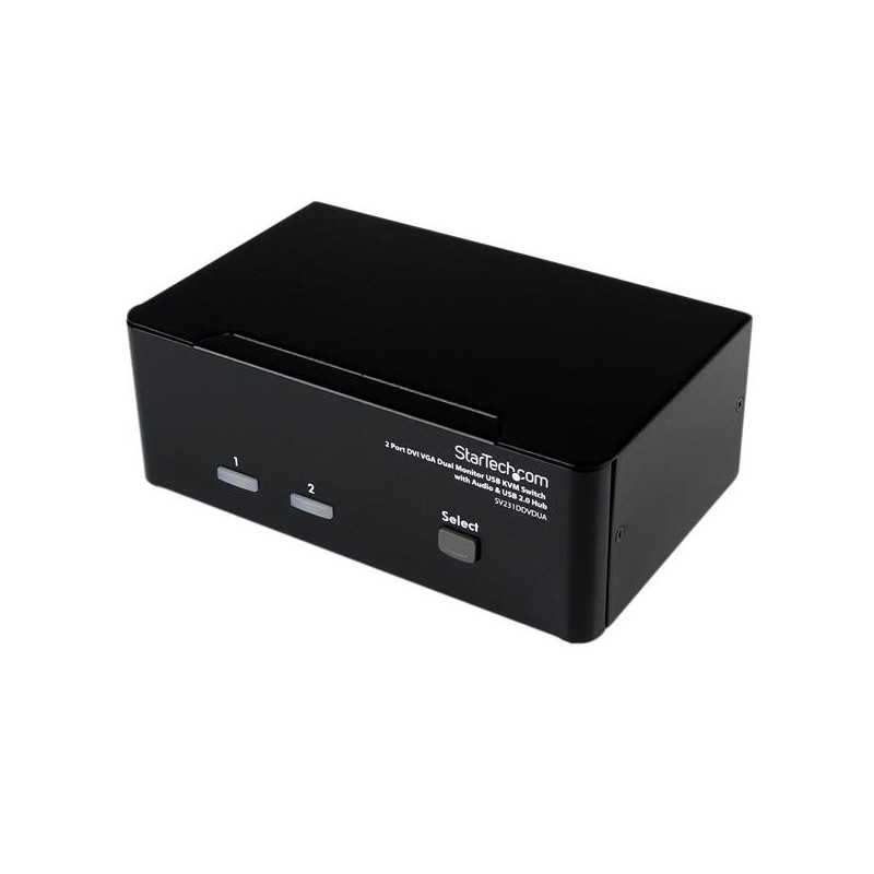 STARTECH 2 PORT DUAL DVI VGA KVM SWITCH USB WITH AUDIO 3YR