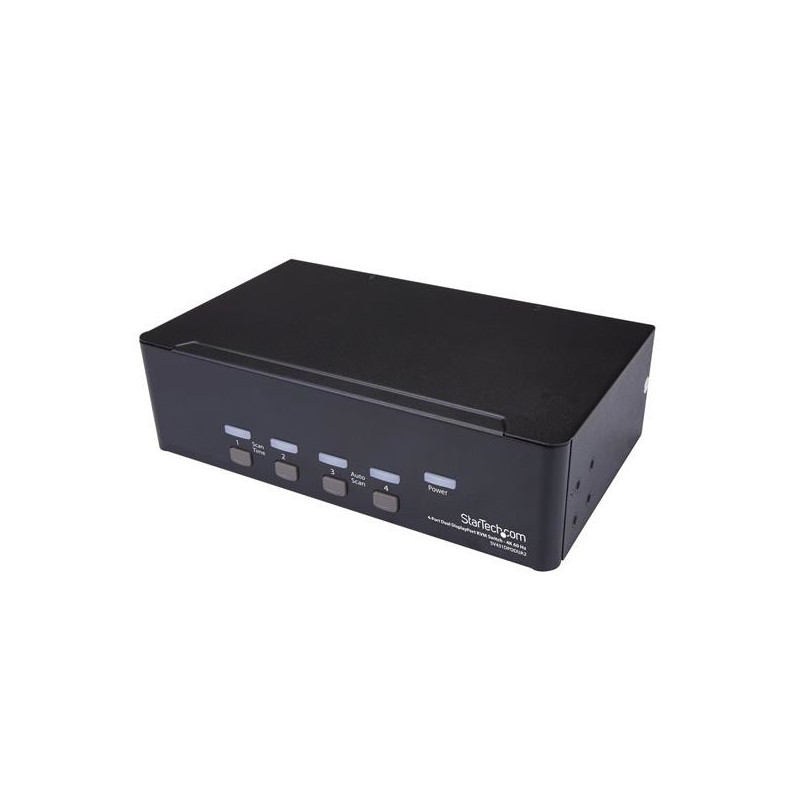 STARTECH 4 PORT DUAL DISPLAYPORT KVM SWITCH, USB, AUDIO, NO CABLE, 2YR