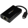 STARTECH USB-C TO GbE ADAPTER, TB3 COMPATIBLE, USB-C PD, BLACK, 2YR