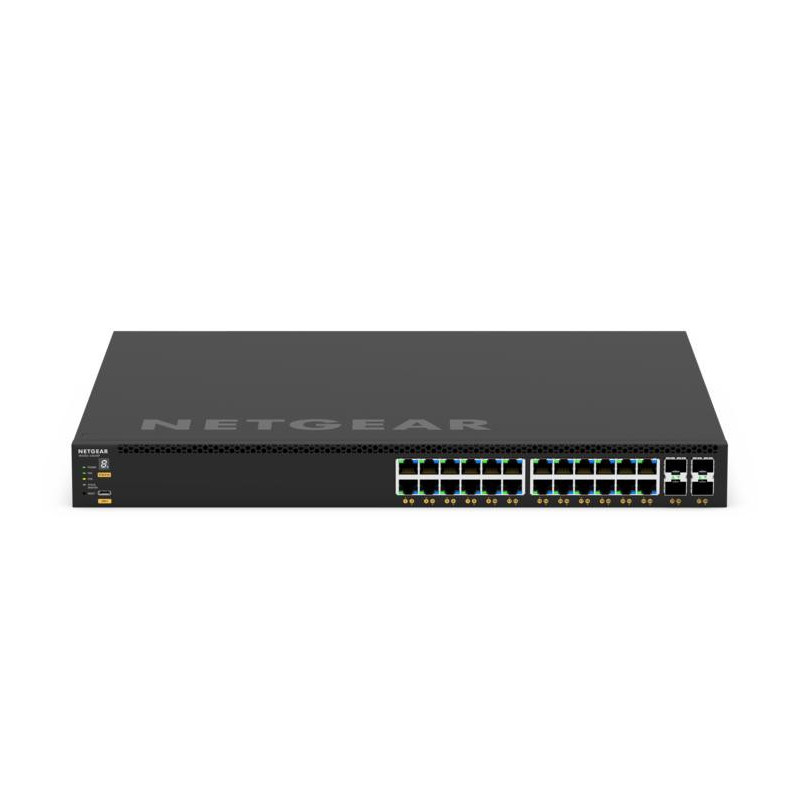 NETGEAR M4350-24G4XF 28-port Layer 3 Stackable Fully Managed Switch with 24 x 1G POE+ & 4 x 10GBASE-X SFP+, ProSAFE Lifetime War