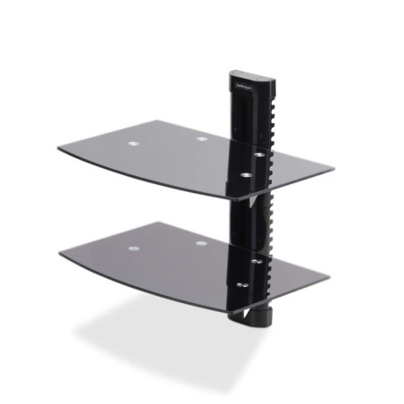 StarTech DUAL FLOATING WALL-MOUNTED AV SHELF, GLASS, H/ADJ, 2YR