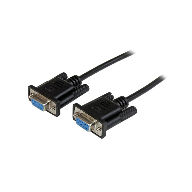 2m Black DB9 RS232 Null Modem Cable FF