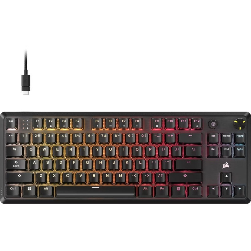 Corsair K70 CORE TKL RGB Mechanical Gaming Keyboard, MLX Red switches, full key rollover, RGB, 1,000Hz, USB wired, iCUE support,