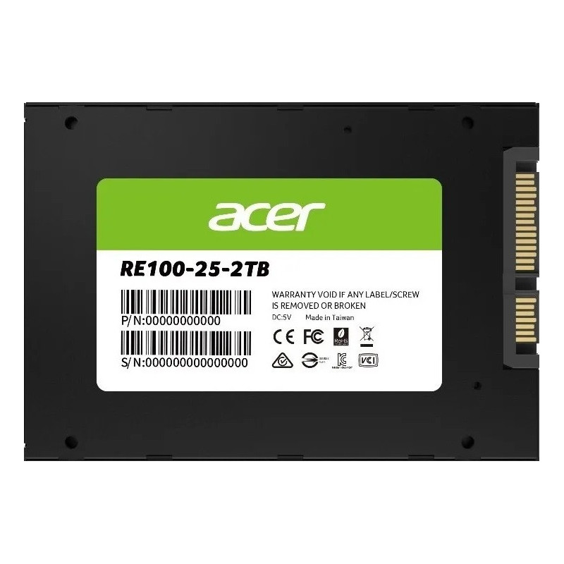 ACER RE100-2TB 2.5â³ SATA lll SSD Writing Speed 503 MB/s Reading Speed 558 MB/s BL.9BWWA.110 -5 Year Warranty