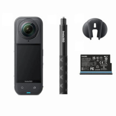 Insta360 (CINHAASA) Starter Bundle includes 1x Insta360 X5, 1x Lens Cap, 1x Additional Battery and 1x 114cm Invisible Selfie Sti