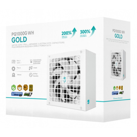 DeepCool PQ1000G WH 1000W Gamer Storm 80+ Gold/Cybenetics Fully Modular ATX Power Supply 120mm Fan, Japanese Capacitors, DC to D
