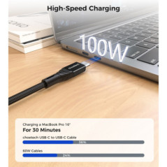 CHOETECH XCC-1008 USB-C-C PD100W M to M Fast charging Cable 1M Black