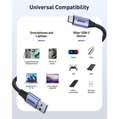 BENFEI 369GY 2M USB 3.0 to USB C Cable, 5Gbps High-Speed Data Sync & 3A Charging