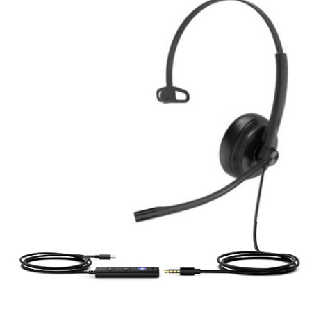 Yealink TEAMS-UH34SE-M-C Teams Certified Wideband Noise Cancelling Headset, USB-C and 3.5mm Jack, Controller with Teams Button, 