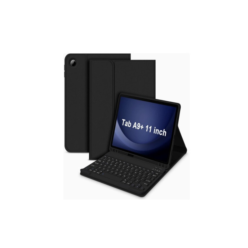 USP Samsung Galaxy Tab A11+ / Tab A9+ (11') Keyboard Case Cover Black - Ultra-Slim, Lightweight, Auto Wake/Sleep Function,PU Lea