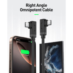 BENFEI 429BK-3M Right Angle USB C Cable 90-Degree, USB 2.0 Type C Charger Cable 3A Fast Charging, Nylon Braided USB-C to USB-C C
