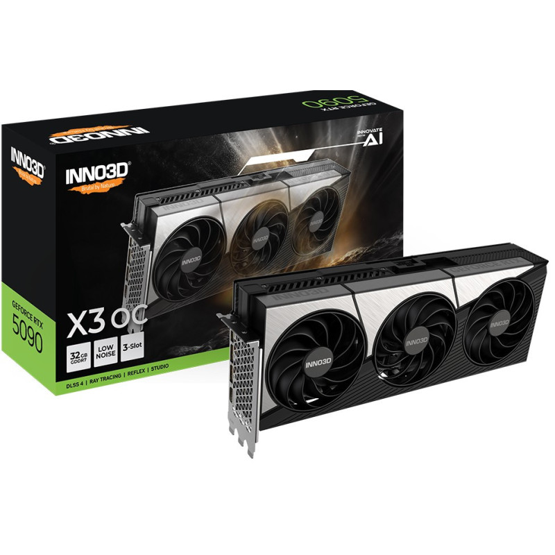 INNO3D nVidia GeForce RTX 5090 X3 OC 32GB GDDR7 2452MHz Boost Clock, RAM 28Gbps, 3x DP, 1xHDMI 333x137x60mm (3-slot)