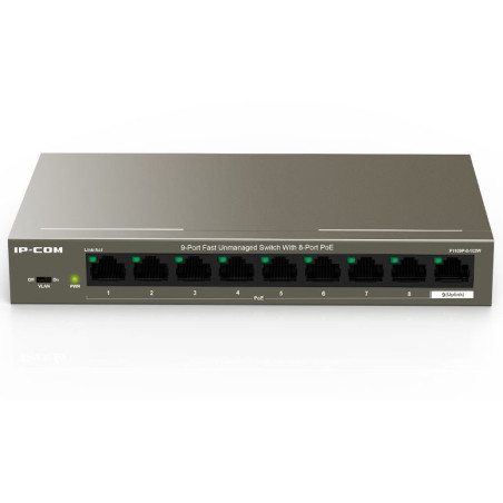 IP-COM (F1109P-8-102W) 9-Port 10/100Mbps Unmanaged PoE+ Switch with 8-Port PoE+, 6kv lightning protection