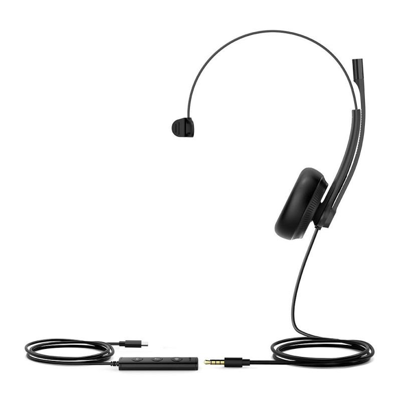 Yealink UH34 Special Edition Mono UC USB Headset, USB-C 3.5mm, Audio Clarity, Noise Cancelling Microphone, Leather Ear Cushions,