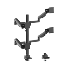 Brateck Modular Mechanical Spring Quad Monitor Arm with Sliders, from 17'-40', weight capacity (per flat screen) 11kg, 180Â° Rot