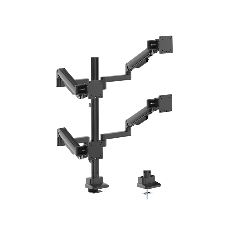Brateck Modular Mechanical Spring Quad Monitor Arm with Sliders, from 17'-40', weight capacity (per flat screen) 11kg, 180Â° Rot