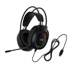 AOC ACG2500BK Wired RGB USB Gaming Stereo Headset 2M Cable Black