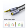 BENFEI 421GY 5M 3.5mm Male to Female AUX Extension Cable, TRRS 4-Pole Stereo Audio Jack Cord for Headphones, Microphone, Smartph