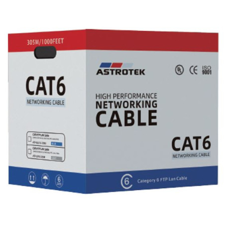 Astrotek CAT6 FTP Cable 305m Roll - Grey White Full 0.55mm Copper Solid Wire Ethernet LAN Network 23AWG 0.55cu 2x4p PVC Jacket