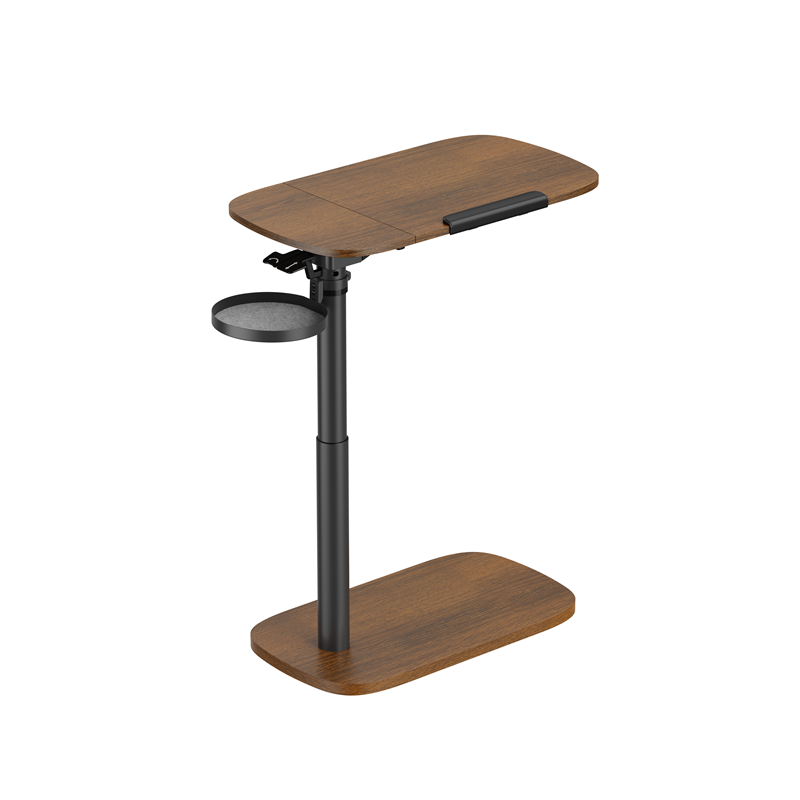 Brateck Storage-Savvy Height Adjustable Mobile Side Table, Gas-Lift Sit-Stand Desk, tabletop 723Ã400mm, weight capacity 10kg (W