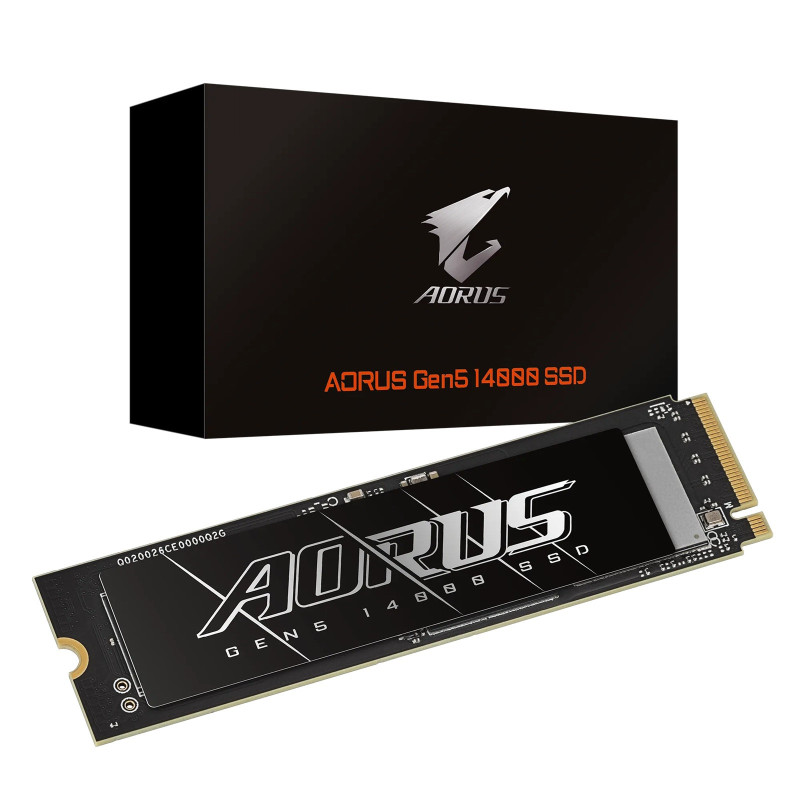 Gigabyte AORUS Gen5 14000 SSD 2TB PCIe5x4 NVMe2.0 M.2 3D TLC LPDDR4 4GB 14500/12700MB/s 80Ã22Ã3.5mm MTBF1.6M 11.5W 5yr/1400TBW