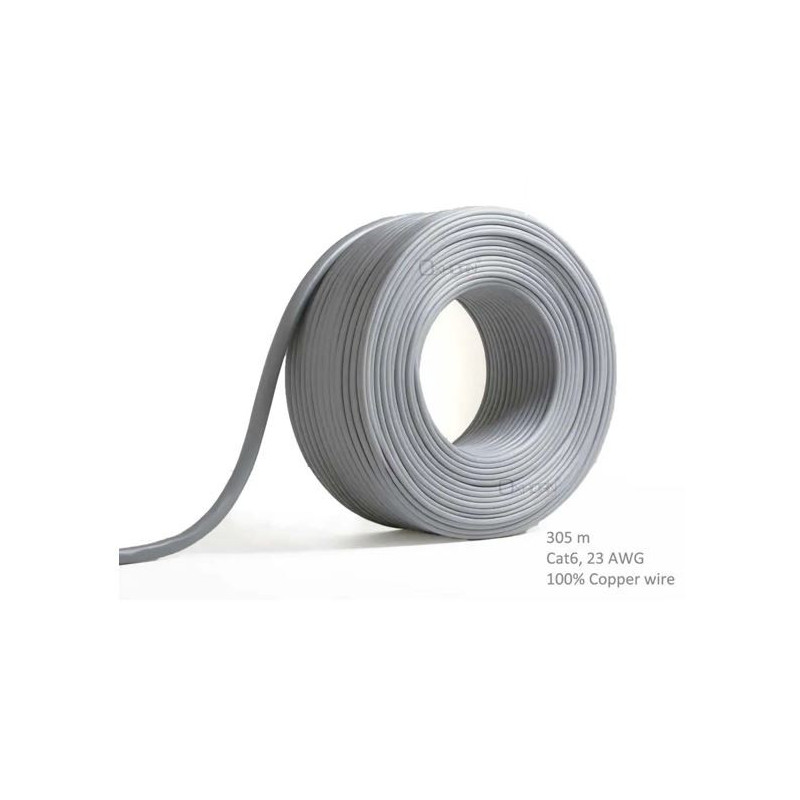 Network Cable Cat6 305m Roll Un-shielded twisted pair UTP 23AWG PVC solid pure 0.56mm copper wire Grey
