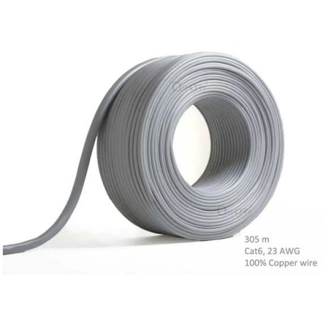 Network Cable Cat6 305m Roll Un-shielded twisted pair UTP 23AWG PVC solid pure 0.56mm copper wire Grey