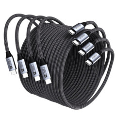 BENFEI 000382GY-4P USB C Fast Charging 60W Cable, 4-Pack(3.3ft/1M x 2 + /6.6ft/2M x 2) Nylon Braided Cable for I-phone 15/16/17 