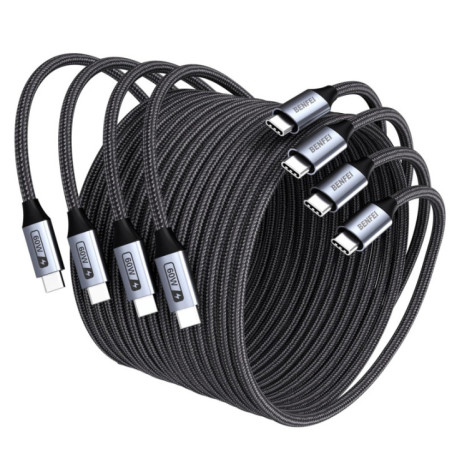 BENFEI 000382GY-4P USB C Fast Charging 60W Cable, 4-Pack(3.3ft/1M x 2 + /6.6ft/2M x 2) Nylon Braided Cable for I-phone 15/16/17 