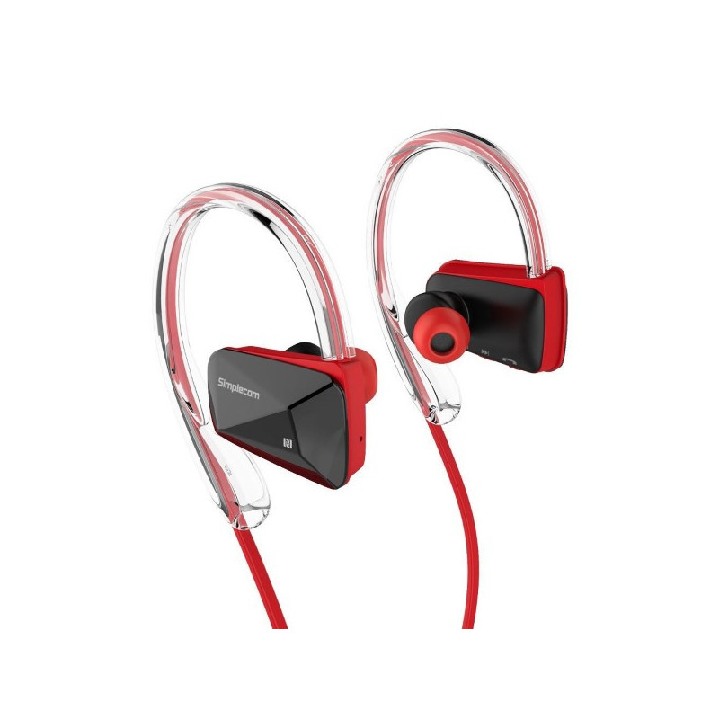 Simplecom NS200 Bluetooth Neckband Sports Headphones with NFC Red