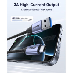 BENFEI 369GY 3M USB 3.0 to USB C Cable, 5Gbps High-Speed Data Sync & 3A Charging